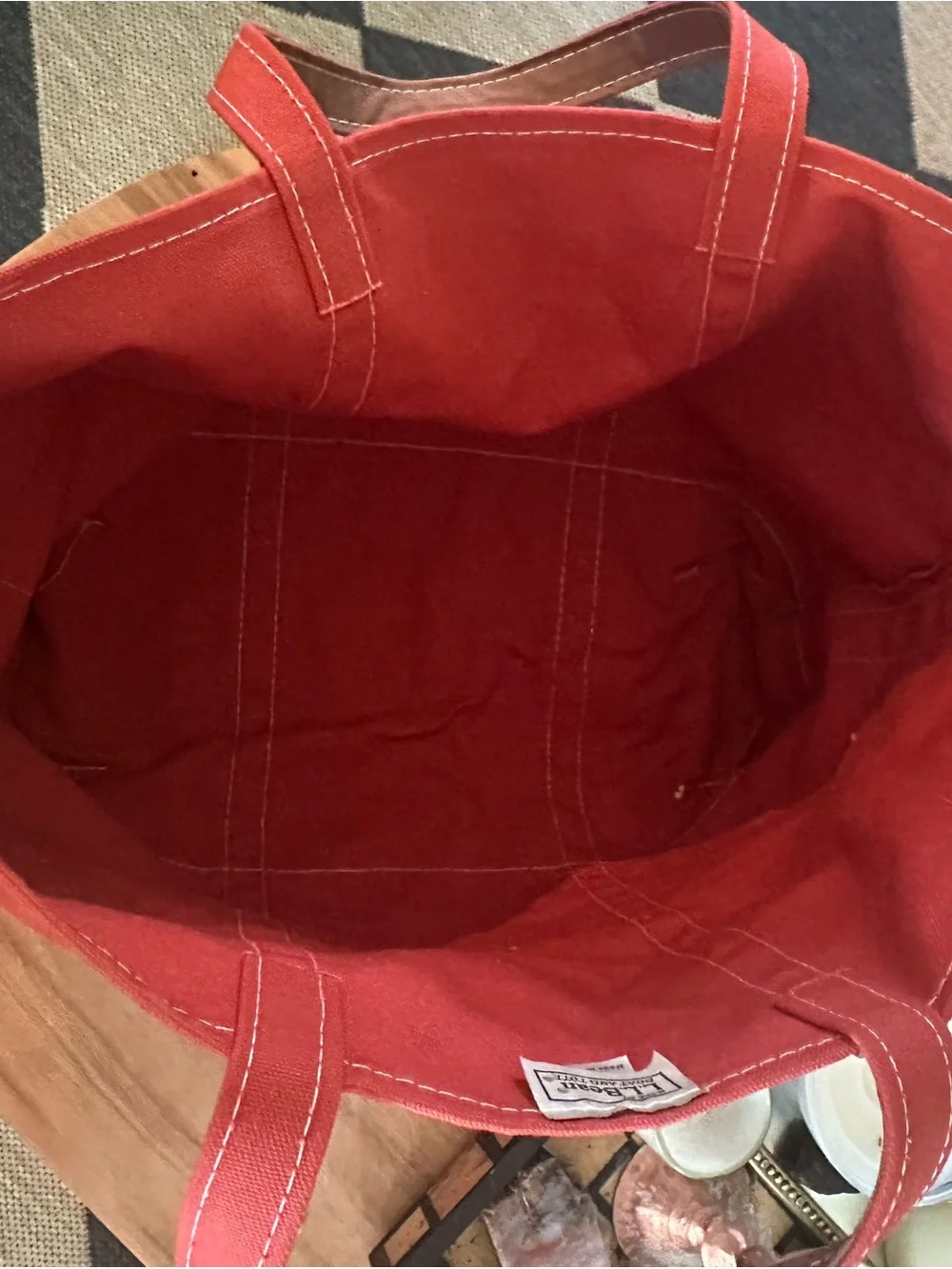 Vintage L.L. Bean Rust red brown trim boat and tote Canvas no holes or rips - Picture 6 of 7